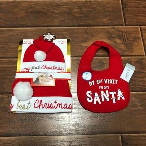 My 1st Christmas matching Mommy/Baby Hats & Bib